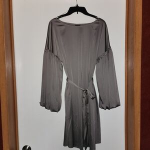 Worthington Gray Satin Long Sleeve Dress Size S